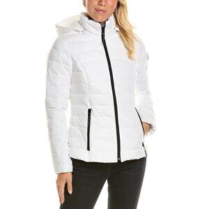 Nautica White Short Stretch Packable Puff Jacket with Hood - M NWT